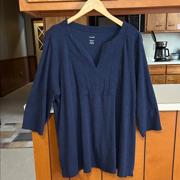 Pure Jill J. Jill‎ Heather Blue Cotton Bib Tunic XL 3/4 Sleeve Comfortcore
Z - Picture 3 of 13